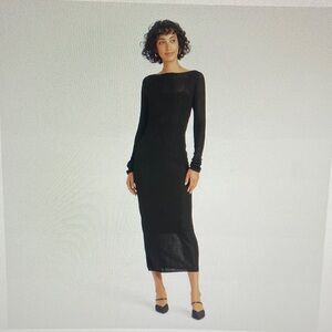 (Reduced Price!!!) Women's Long Sleeve Sheer Maxi  Dress - A New Day Black